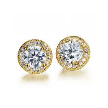 Round copper diamond earrings,18k gold earrings jewelry